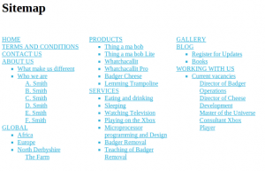 Dynamic 3 column sitemap complete